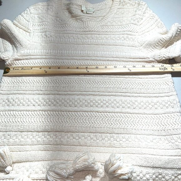 Kate Spade New York Beige Knit Sweater With Tassel Hem Medium - Picture 9 of 13